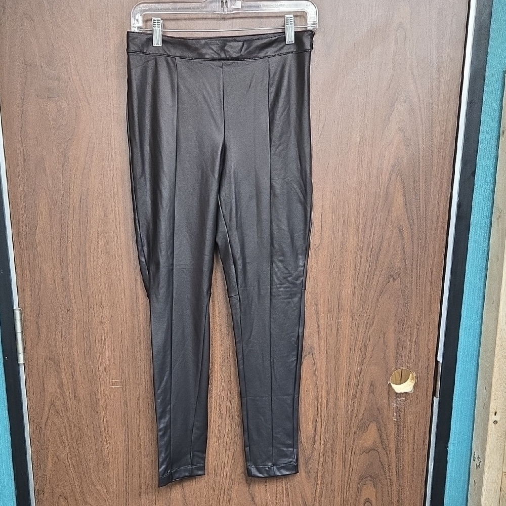 MNG Size M Black Faux Leather Skinny Pants
